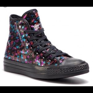 Converse Black Cherry Sequin Hi-tops